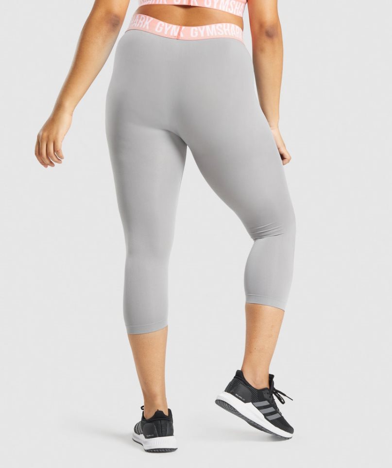 Women's Gymshark Fit Seamless Cropped Leggings Light Grey | NZ 1FDMRC